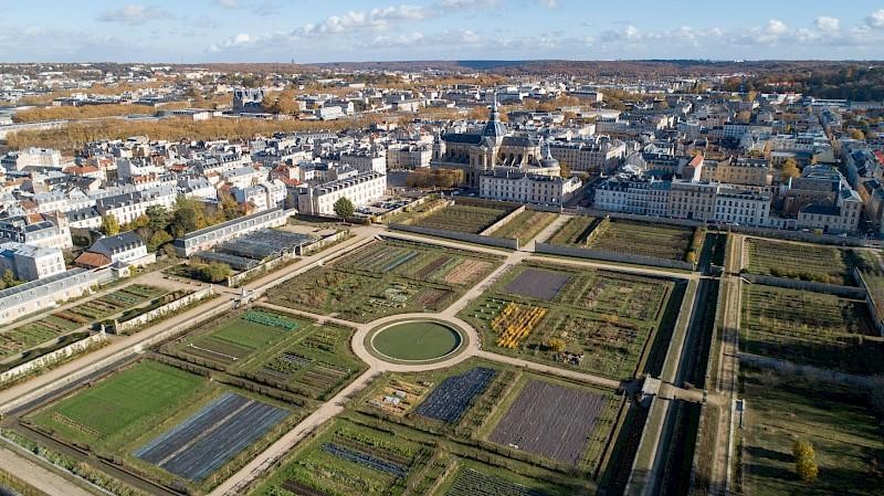 Vue aérienne du Potager du Roi à Versailles